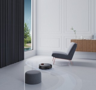 Robot sprzątający Mi Robot Vacuum Mop 2 Pro Czarny podczas sprzątania salonu