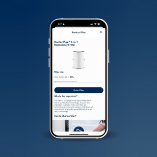 Zrzut z aplikacji Blueair - status filtra